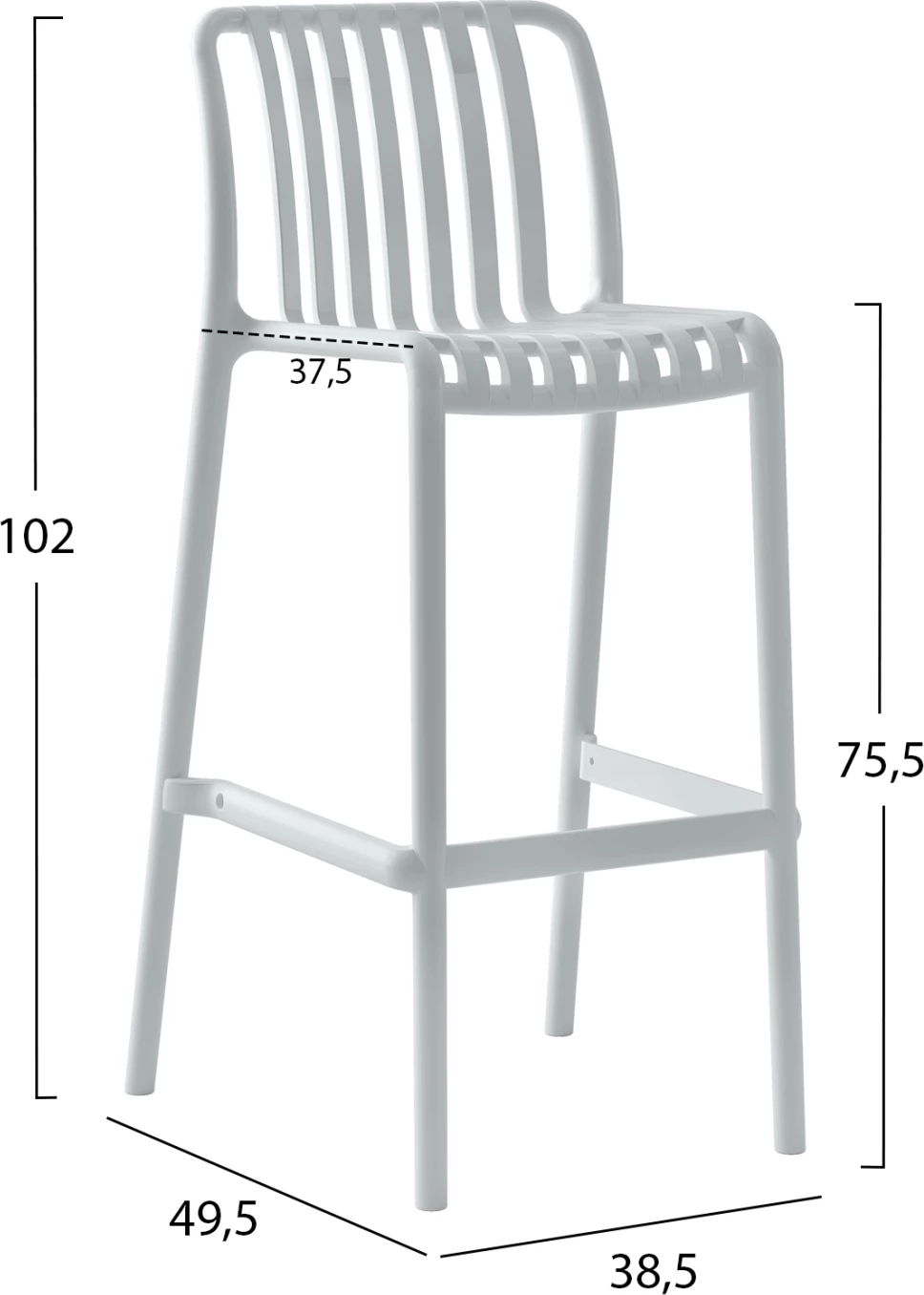 Barski stol iz polipropilena CONVEE FH6098.01 bel 38,5x49,5x102H cm
