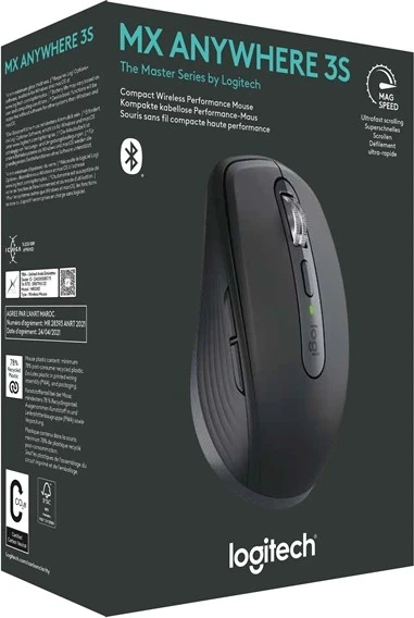 Brezžični miš RF + Bluetooth, 8000 DPI, Logitech MX Anywhere 3S