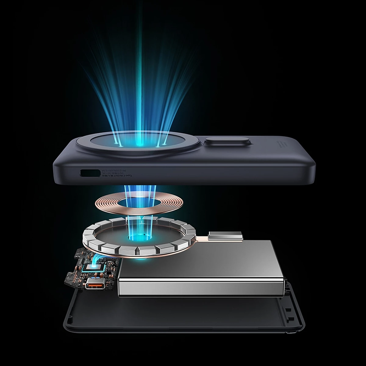 Powerbank Baseus Magnetic Bracket PPCX000203, 10000 mAh, MagSafe, 20 W, z USB-C kablom 0,5 m, temno modra
