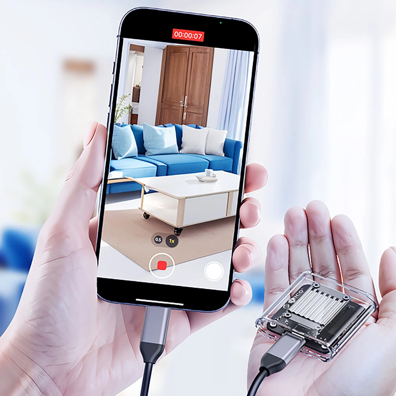 Računalniško ohišje za M.2 NVMe Orico TC20-M2-10G, USB-C 3.2, prozorno