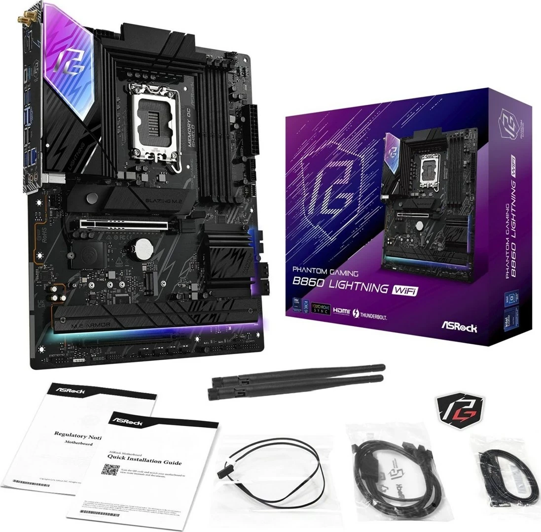 Plošča ASRock B860 Lightning WiFi, ATX, Socket 1851, z WiFi, črna