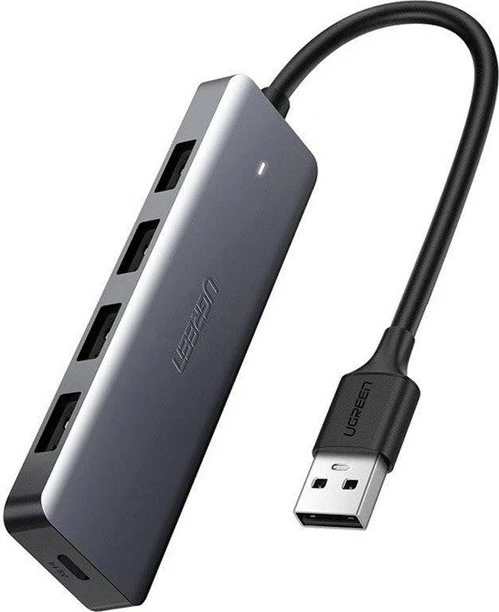 Razdelilec USB-C 4 v 1, 4× USB 3.0 + USB-C UGREEN, siva