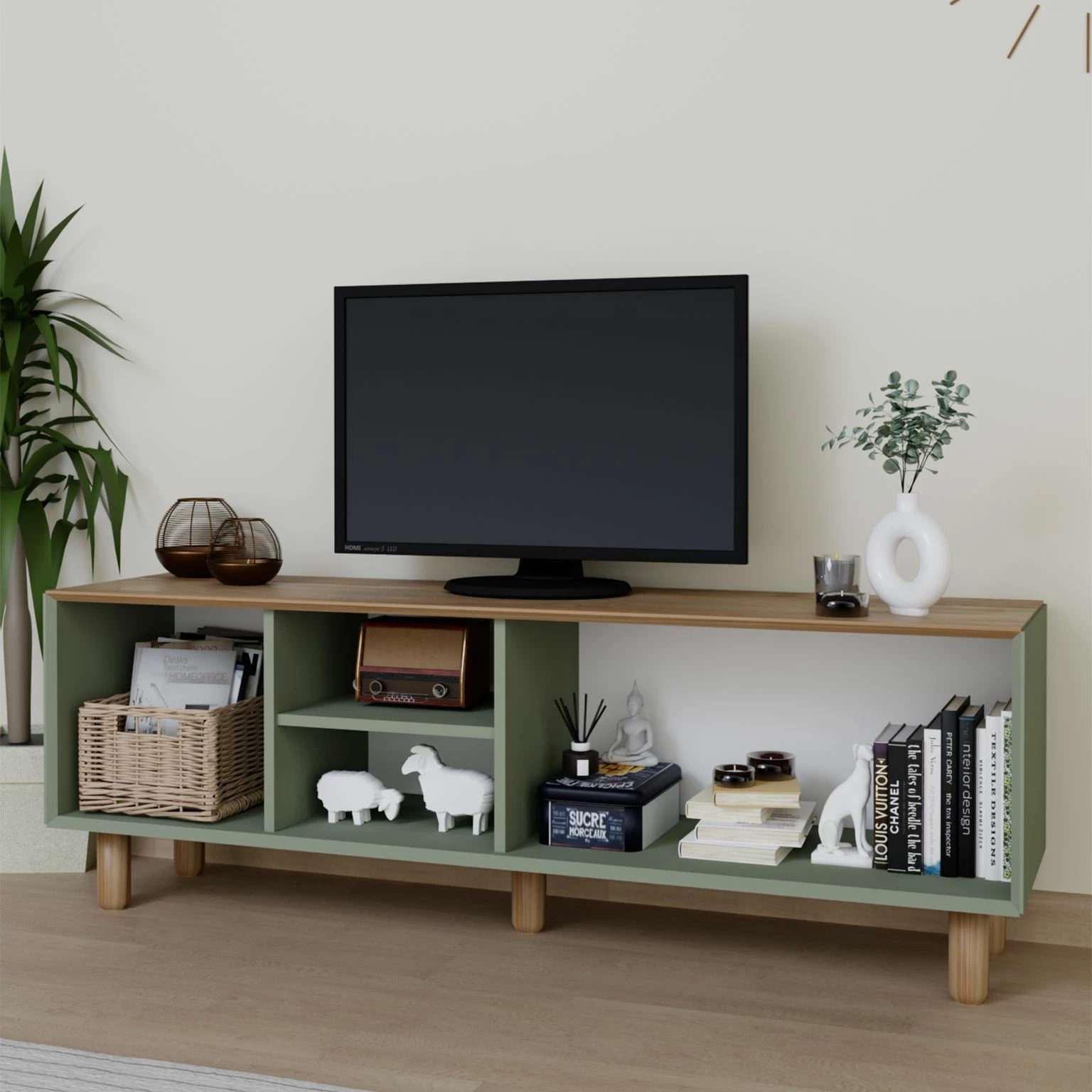 Komoda za TV, boemski slog, zelena, Skye Decor 1600-142