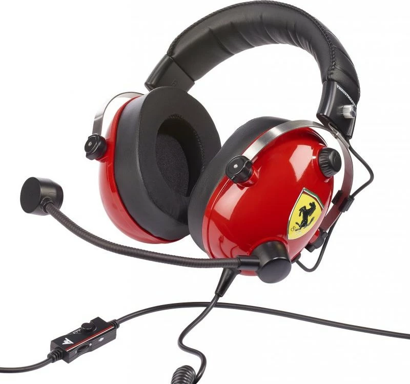 Gaming slušalke T-Racing Scuderia Ferrari DTS Thrustmaster, z mikrofonom, z žico, rdeče