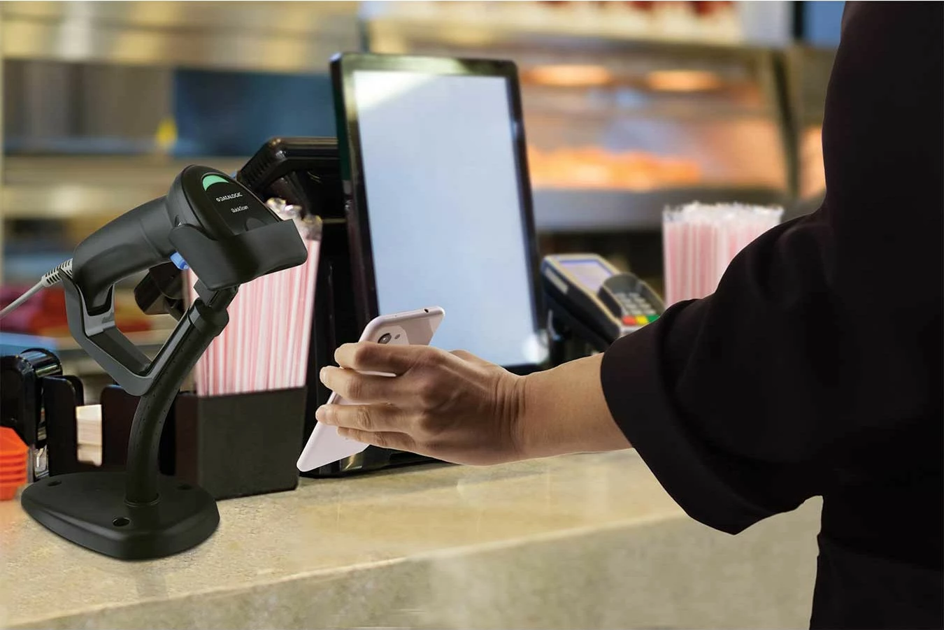 1D bralnik črtnih kod Datalogic QD2220-BKK1, LED, z napeljavo, črn