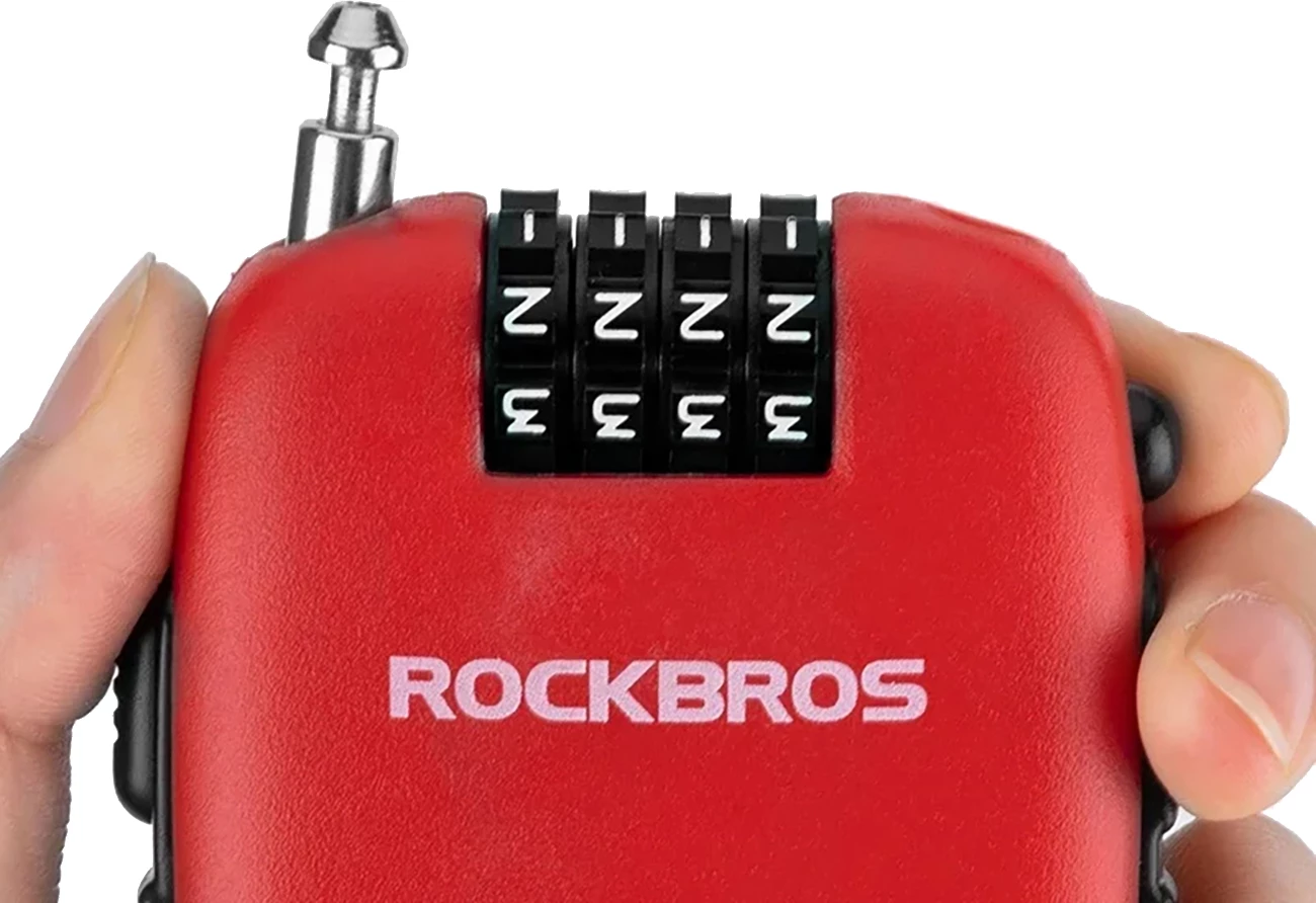 Kolesarska ključavnica z vlečnim kablom Rockbros 32420981001, rdeča