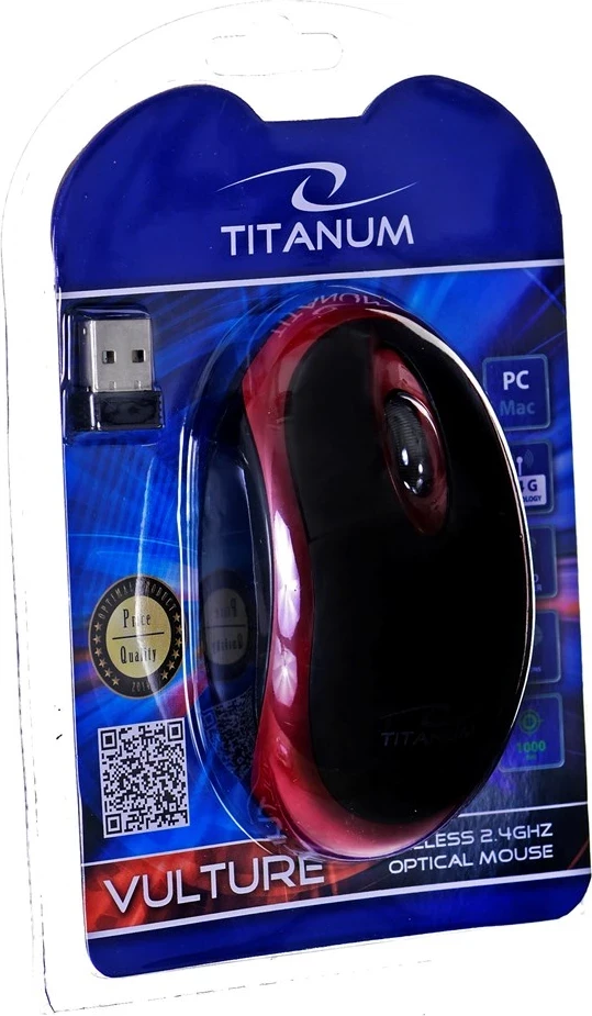 3D miška Titanium TM116E, črno/rdeča