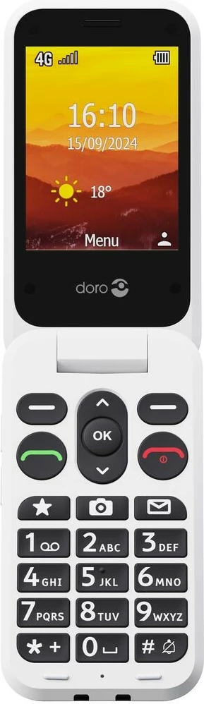 Clamshell mobilni telefon Doro Leva L30, 2,8", 2 MP, 1150 mAh, črn, bel