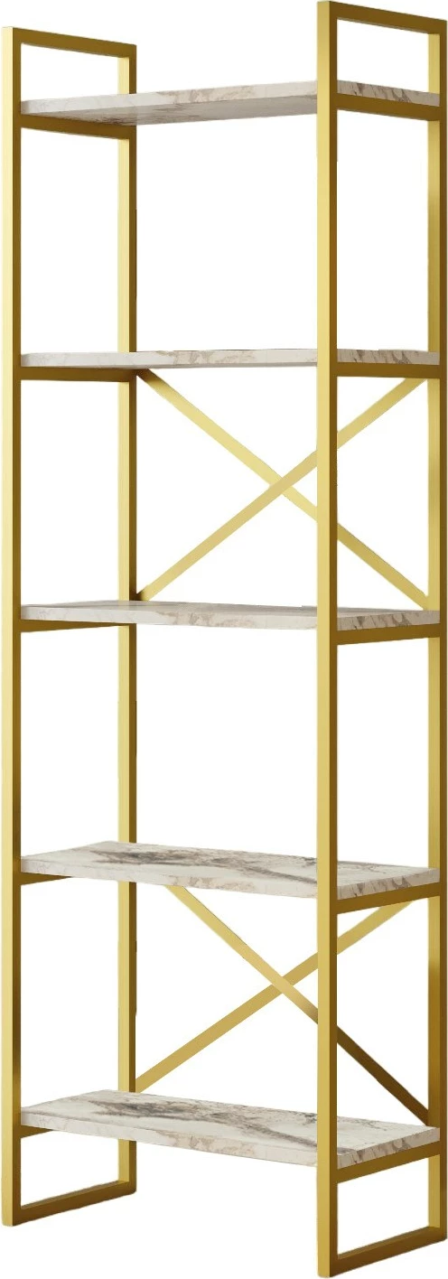 Knjižni regal Vg3-Ge, Hanah Home, marmor in zlato