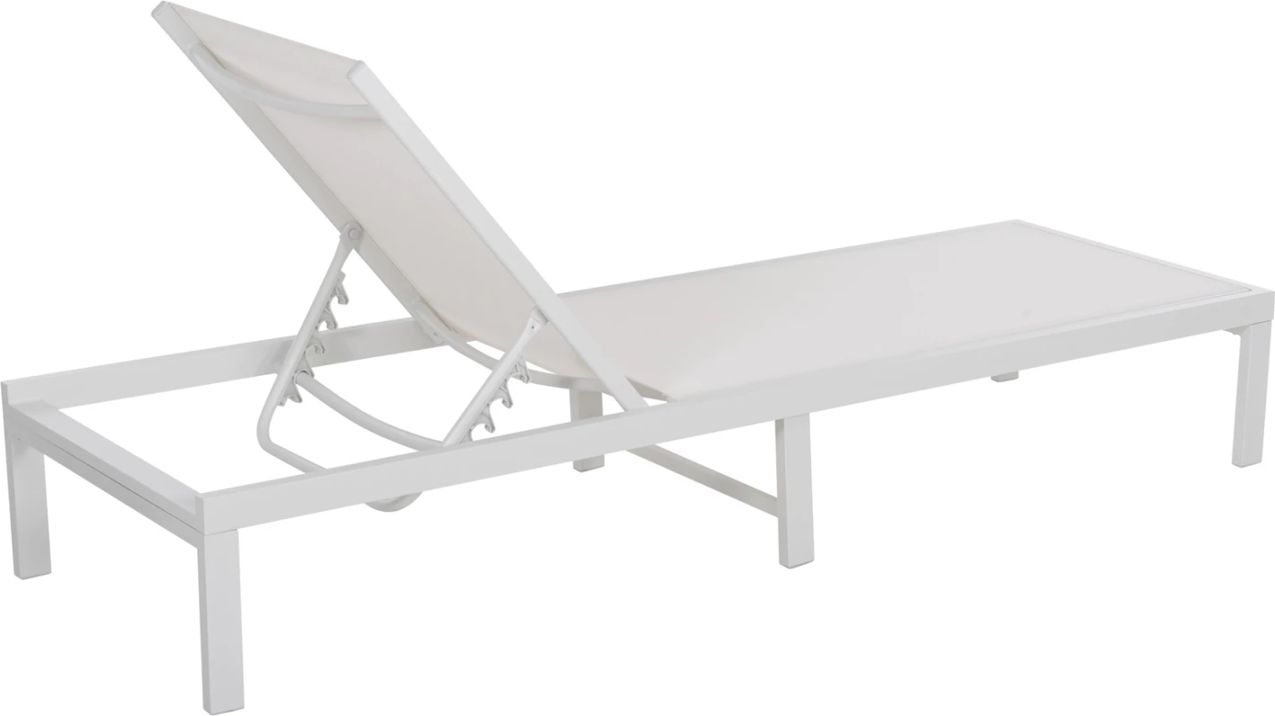 Aluminijasti ležalnik THATCHER FH5983.01 bel okvir in tekstilen 196,5x64,5x92Hcm