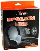 Slušalke z mikrofonom, USB, črno/bele Media-Tech EPSILION MT3573