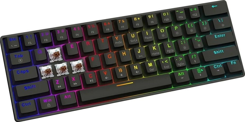 Mekanična igralna tipkovnica Savio BLACKOUT X2 BROWN, 60%, RGB, QWERTY UK, z kabelom