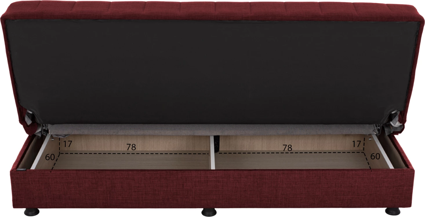 ANDRI FH3239.06, kavč-postelja, 3-sedežna, rdeča tkanina