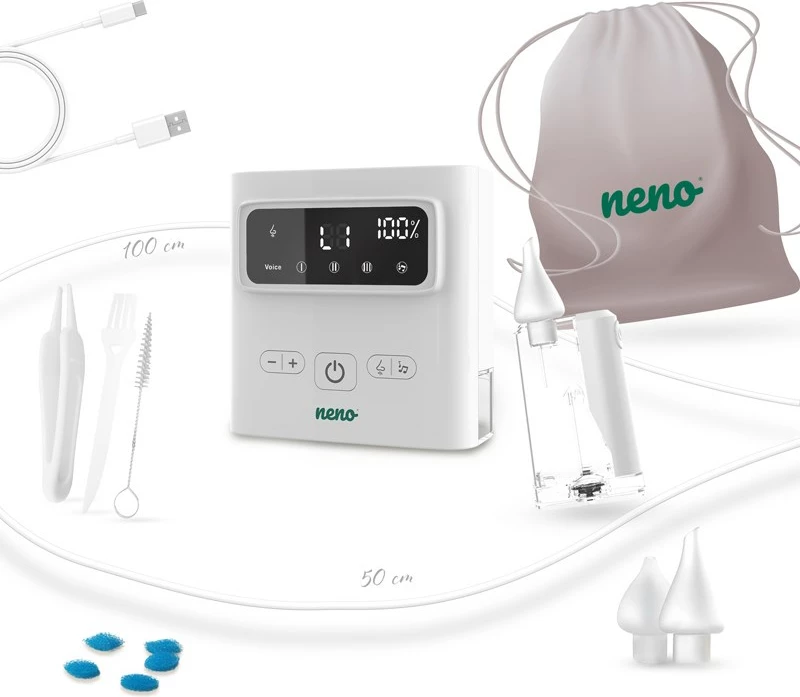 Električni sesalnik za nos za dojenčke Grasso, bel, s 3 nastavki