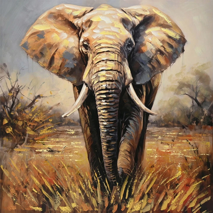 Piktura na platnu, Elepho, večbarvna, 100x3x100 cm
