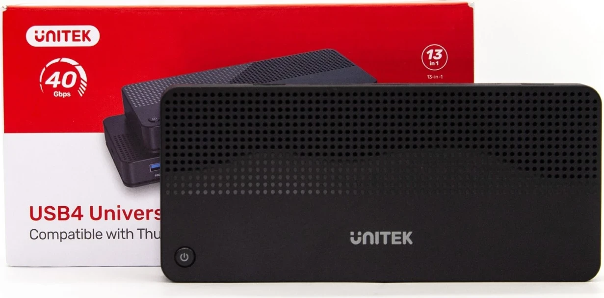 Multifunkcijski dok Unitek 12 v 1, HDMI 8K, USB 4, 100 W, črn