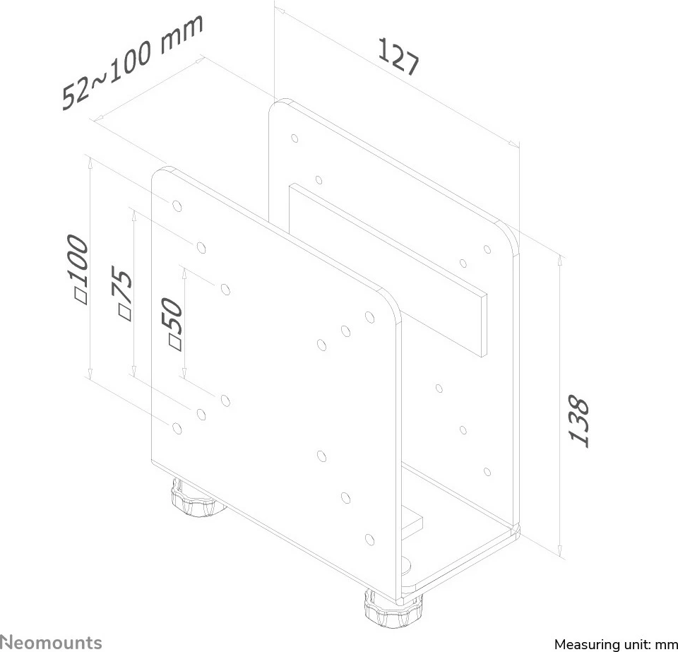Nosilec za mini PC Neomounts THINCLIENT-20, univerzalen, 7 kg, jeklo, črno