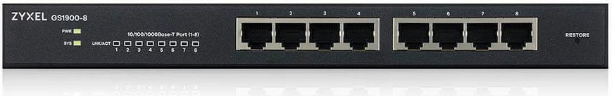Upravljano stikalo Layer 2 Zyxel GS1900-8, črno