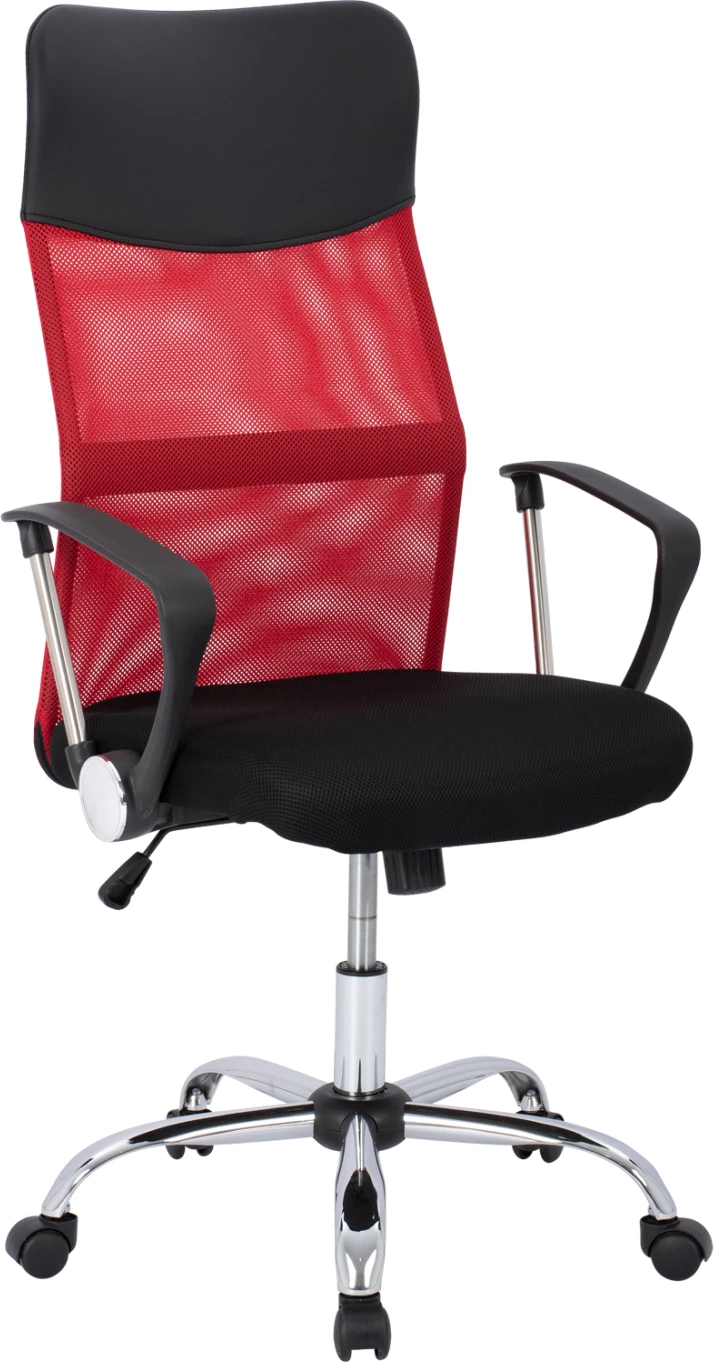 Pisarniški stol FH1000.07 Črna Rdeča Mreža kromirana noga 61x58x118