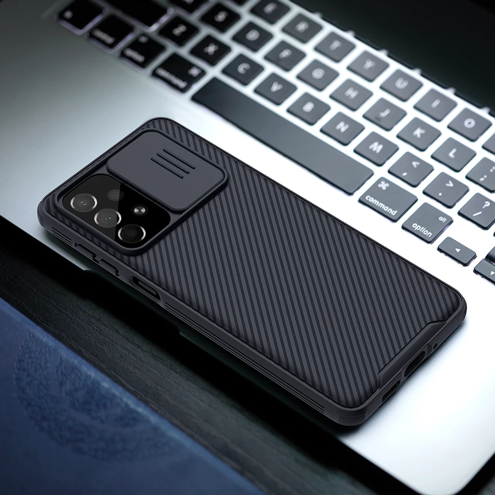 Zaščitni ovitek s pokrovom za kamero Nillkin CamShield Pro za Samsung Galaxy A73, moder