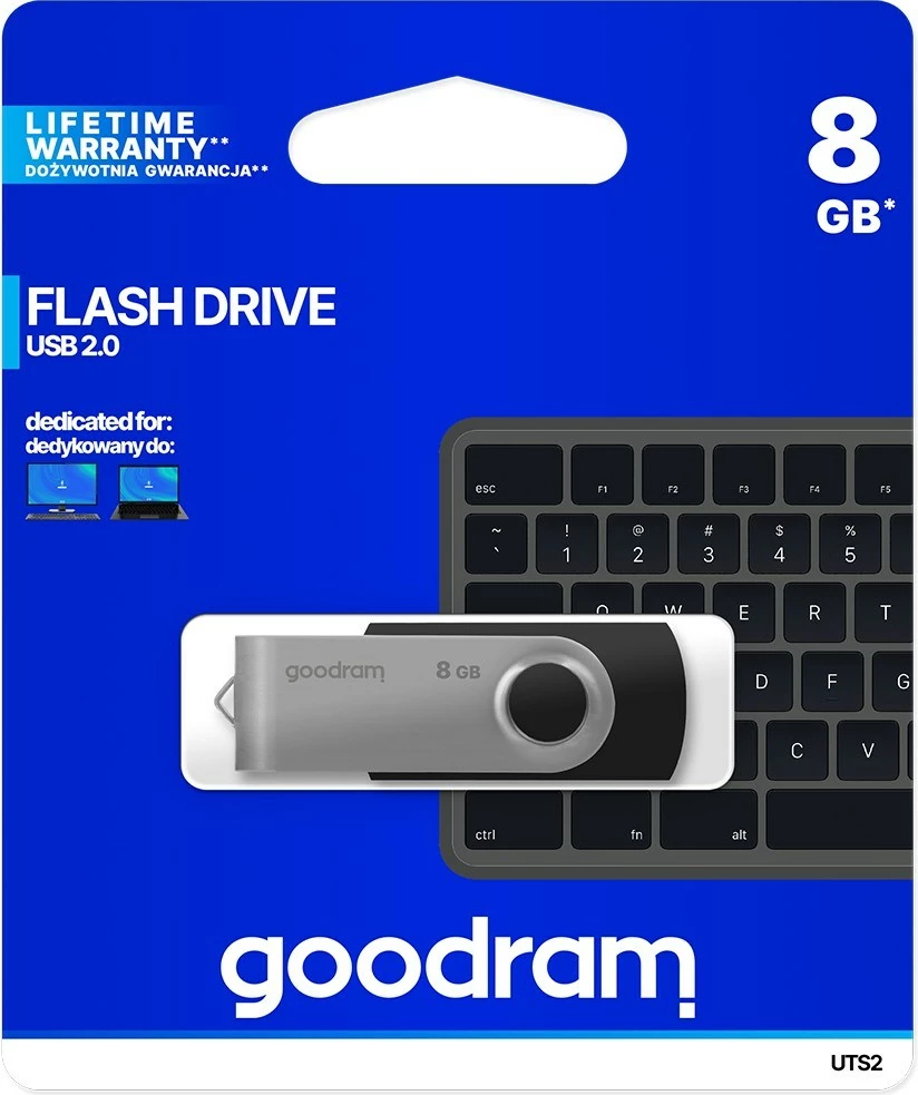 USB ključek Goodram UTS2, 8 GB, črn, srebrn