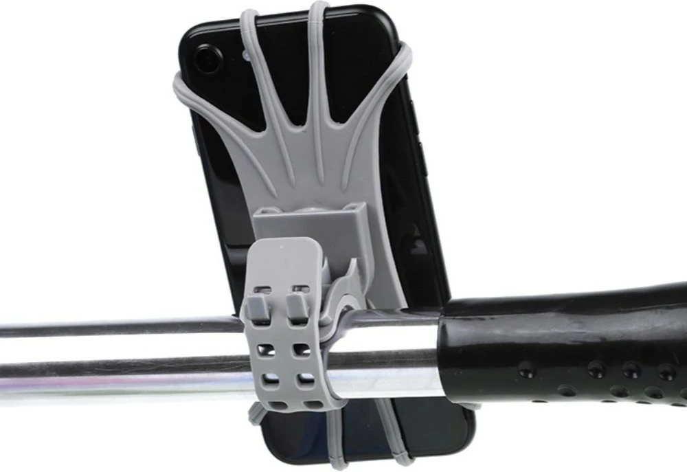 Držalo za telefon za kolo, silikon, vrtljiva glava, črno Hurtel