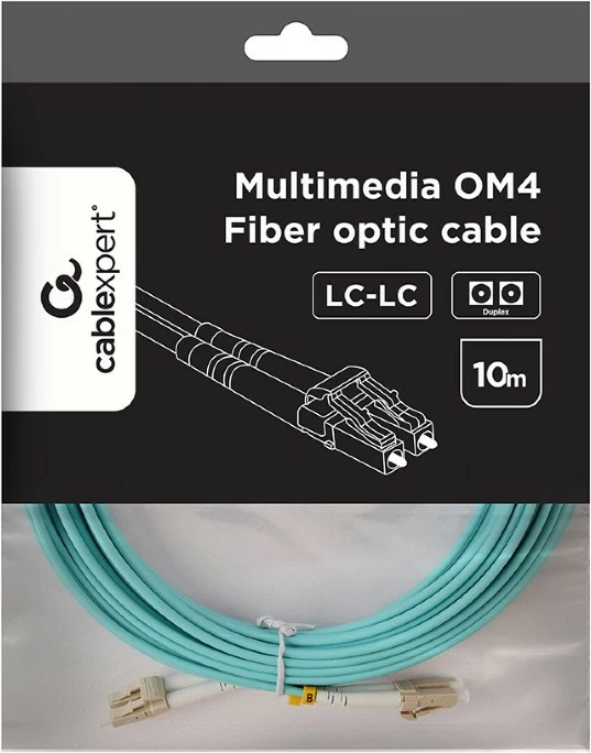 Optični kabel, multimodni duplex, 10 m, turkizen, Gembird CFO-MDOM4-LC/LC-10M
