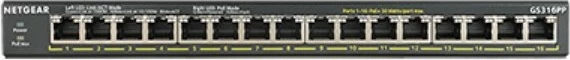 Gigabit Ethernet stikalo, 16 priključkov, PoE, za montažo v rack in na steno NETGEAR GS316PP