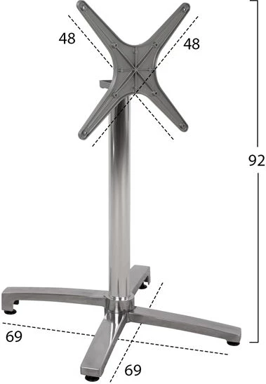 Zložljivo kromirano aluminijasto podnožje s križem 69x69x73-92cm FH459.03