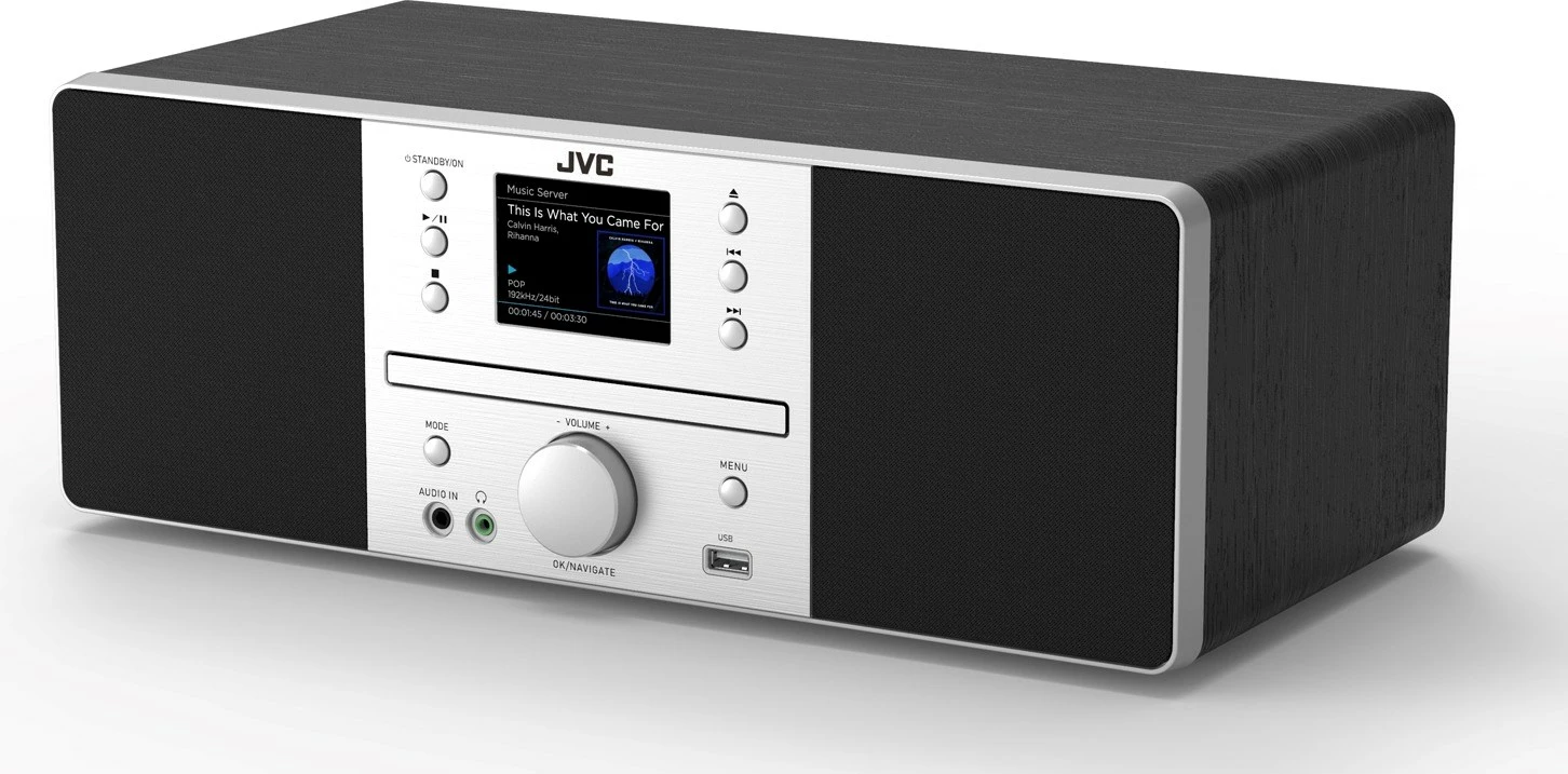 Prenosni radio z Bluetooth JVC RD-E874B, 20 W, MP3, FM, črno/srebrn