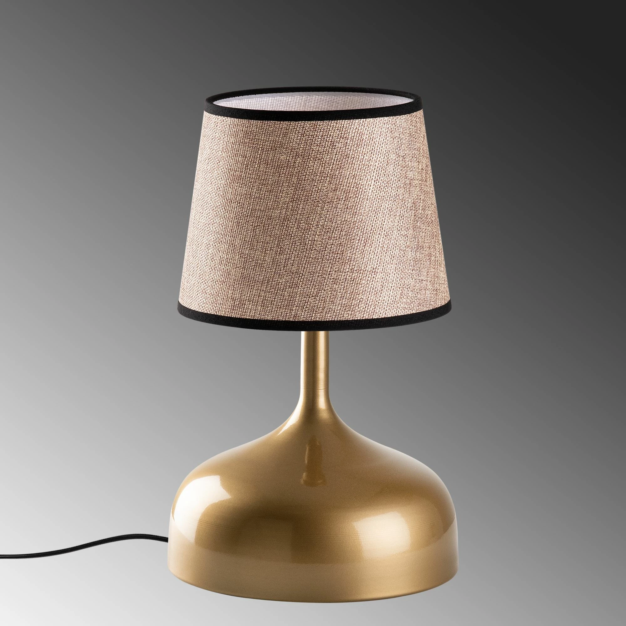 Namizna svetilka v obliki žarnice, zlate in bež barve, Opviq, 31x31x50 cm