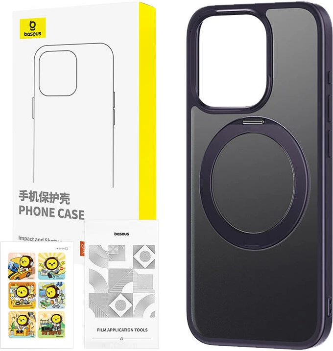 Ovitek SkyRing 360° za iPhone 14 Pro, Baseus, z zaščitnim steklom in kompletom za čiščenje, vijoličen