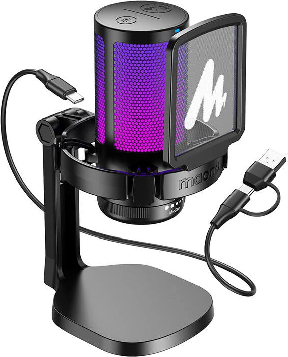 Gaming mikrofon Maono DGM20, kondenzatorski, kardioidni, z RGB osvetlitvijo, črn