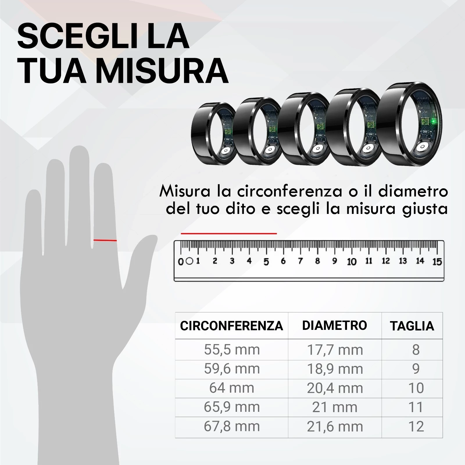 Pametna prstana Techmade TM-NEXA-BK12 s polnilno škatlo, črna