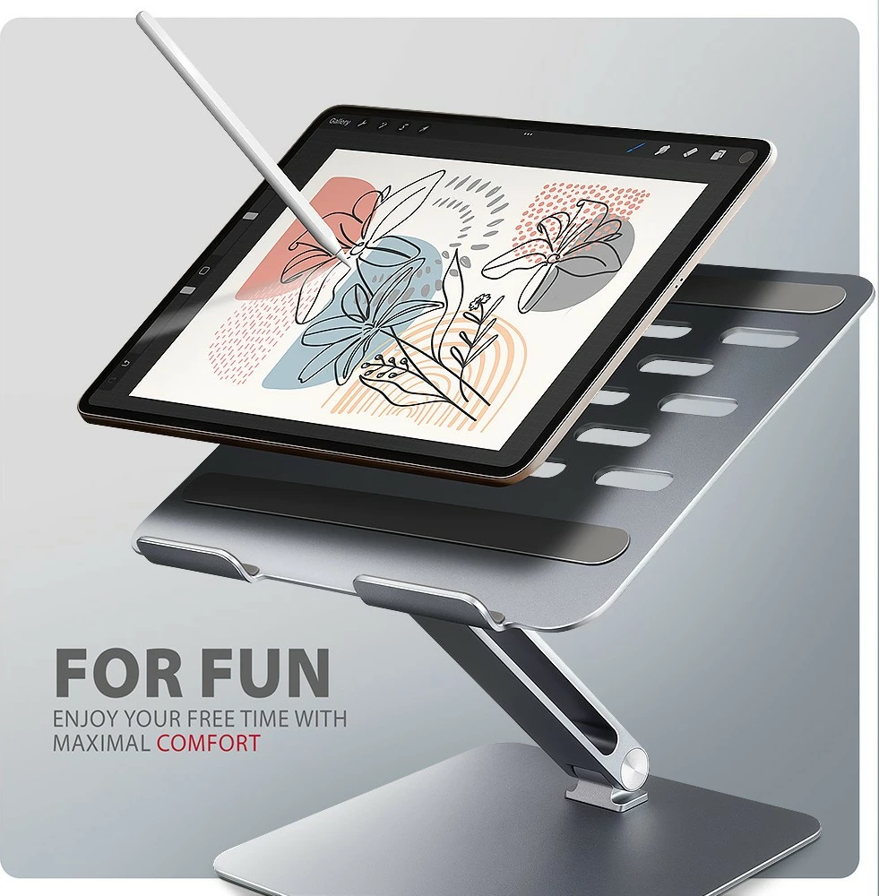 Nastavljiv aluminijast nosilec za prenosnik 10–16", AXAGON STND-LQ, siv