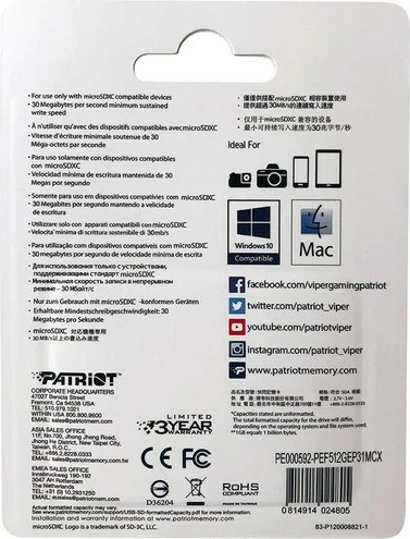 MicroSD, Patriot Memory, 512 GB