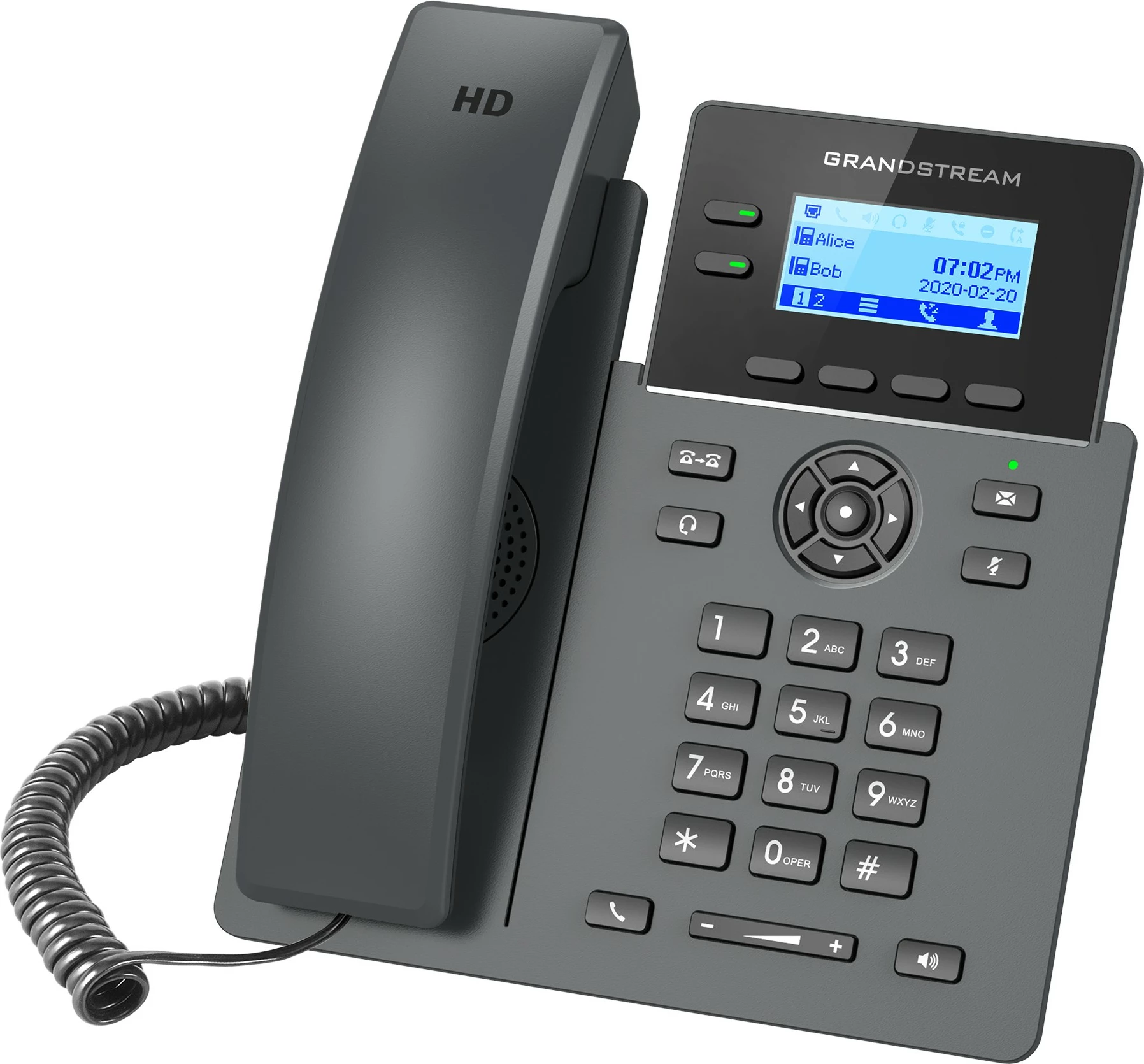 IP telefon, 2 liniji, 2000 stikov, Grandstream GRP2602P, črn