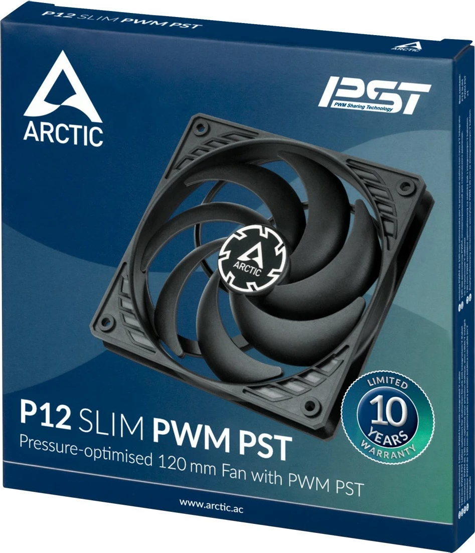 Tanki ventilator za ohišje ARCTIC P12 Slim PWM PST 12 cm, črn
