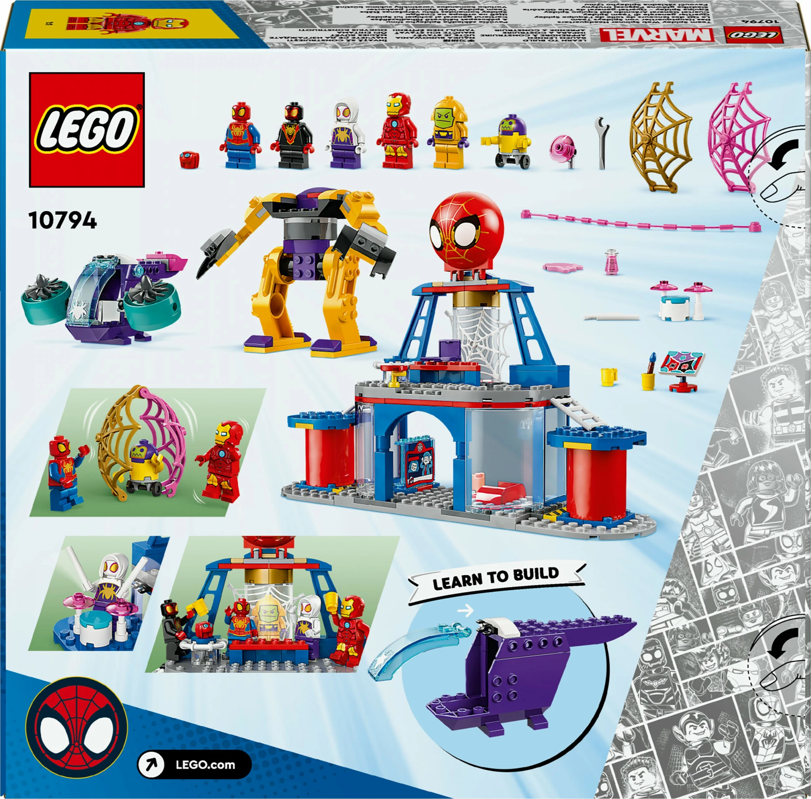 Igrača za sestavljanje Spidey Team Headquarters LEGO Marvel 10794, set za otroke