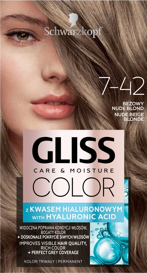 Barva za lase Gliss Color Care & Moisture 7-42 Bež Nude Blond za ženske