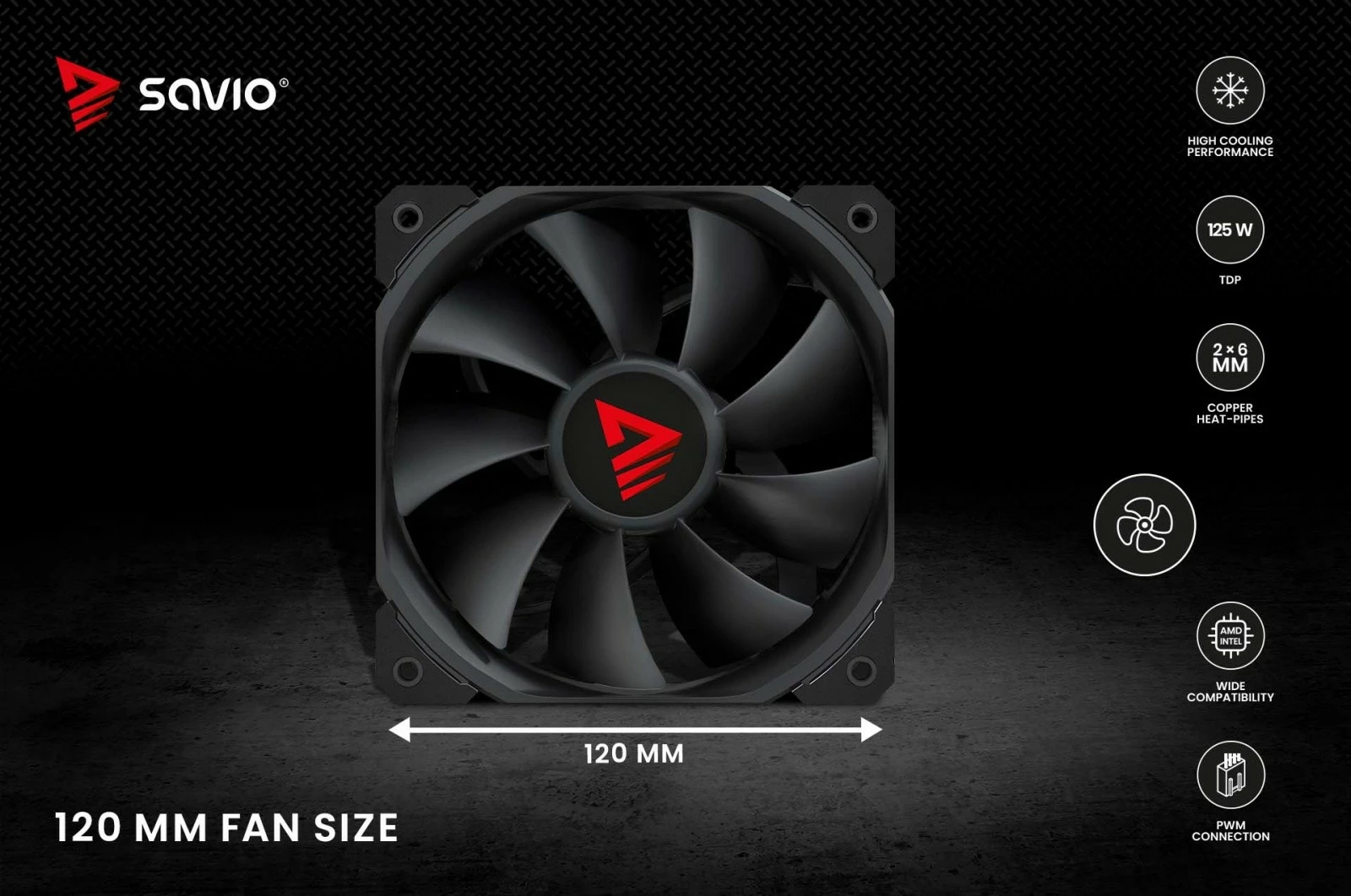 Procesorski hladilnik Savio FROST X2, 120 mm, PWM, 125 W TDP, črn