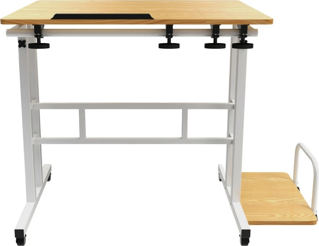 Mobilna miza z nastavljivo višino Maclean MC-124 W, 67–115 cm, 80x60 cm, 50 kg, bela/les