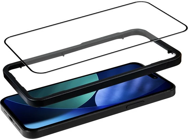 Kaljeno zaščitno steklo 3D Armour Glass, CRONG za iPhone 17 Pro Max, Edge-to-Edge 2.5D, 0,33 mm, 92% prosojnosti, z montažnim okvirjem