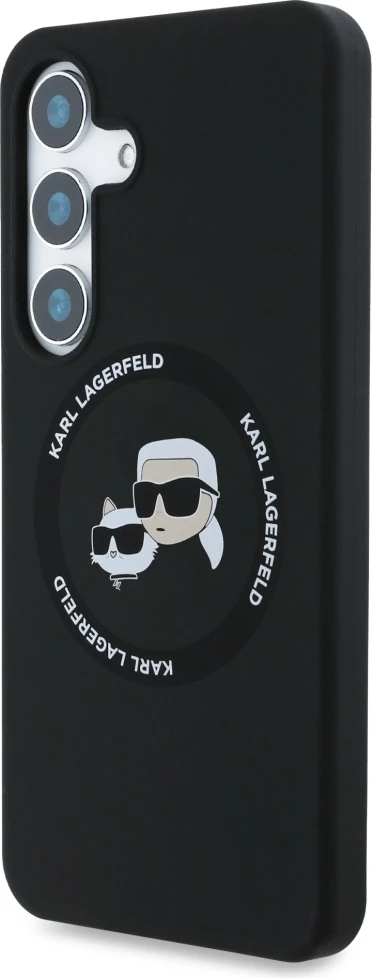 Ovitek za telefon Silicone Double Heads And Circle MagSafe Karl Lagerfeld za Samsung Galaxy S25, črn