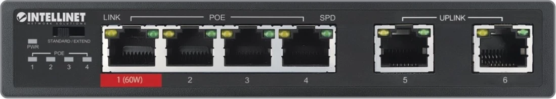 Ethernet preklopnik Intellinet 561686, 6x RJ45, 3x PoE in 1x visoko močnen PoE