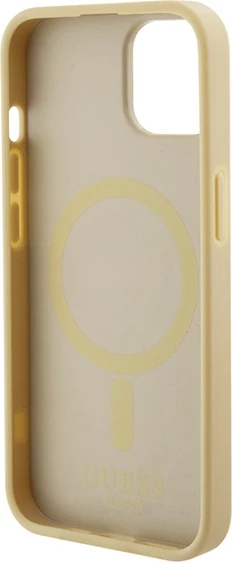 Ovitek Saffiano MagSafe za iPhone 15 Plus 6,7", Guess GUHMP15MPSAHMCB, zlata