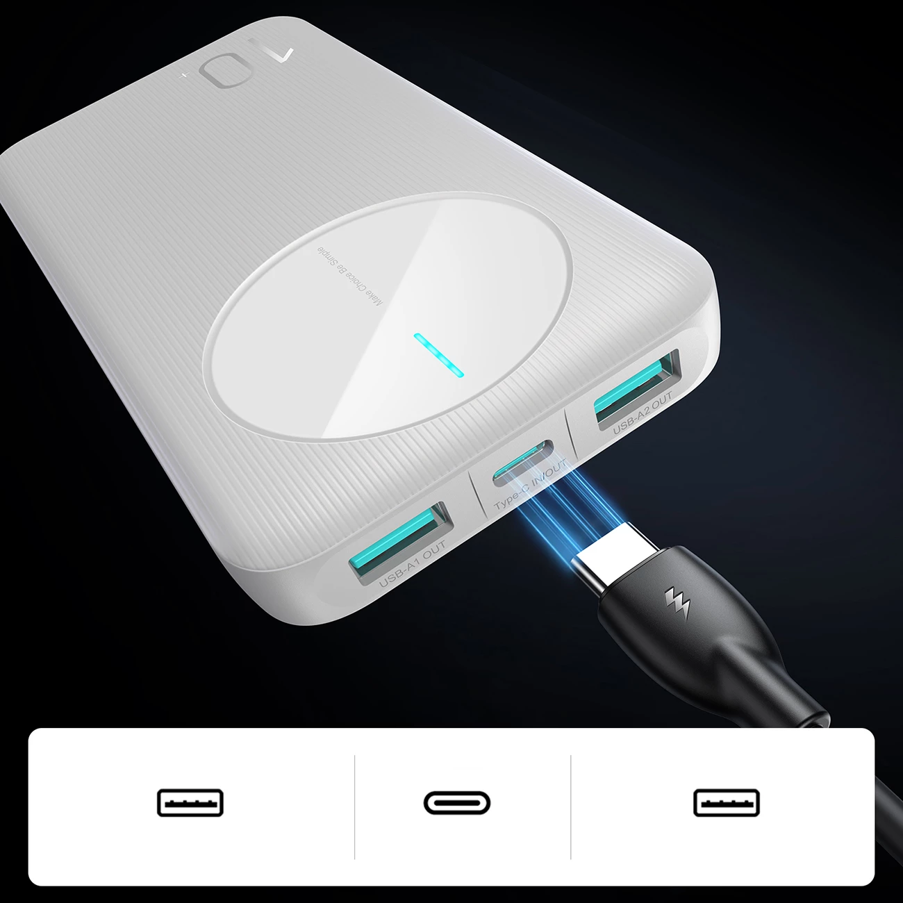Prenosni polnilec Joyroom JR-PBF12, 10.000 mAh, 3 izhodi, bel