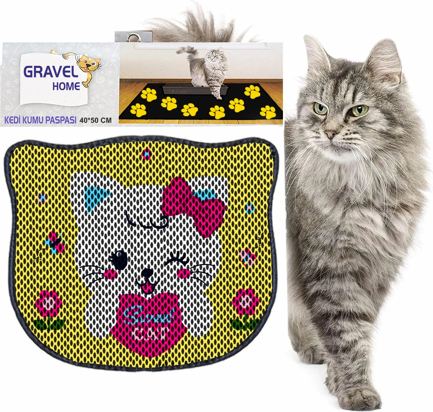 Preproga za mačji pesek, večbarvna, Paws & Whiskers Kdkafa0063, 40x50 cm