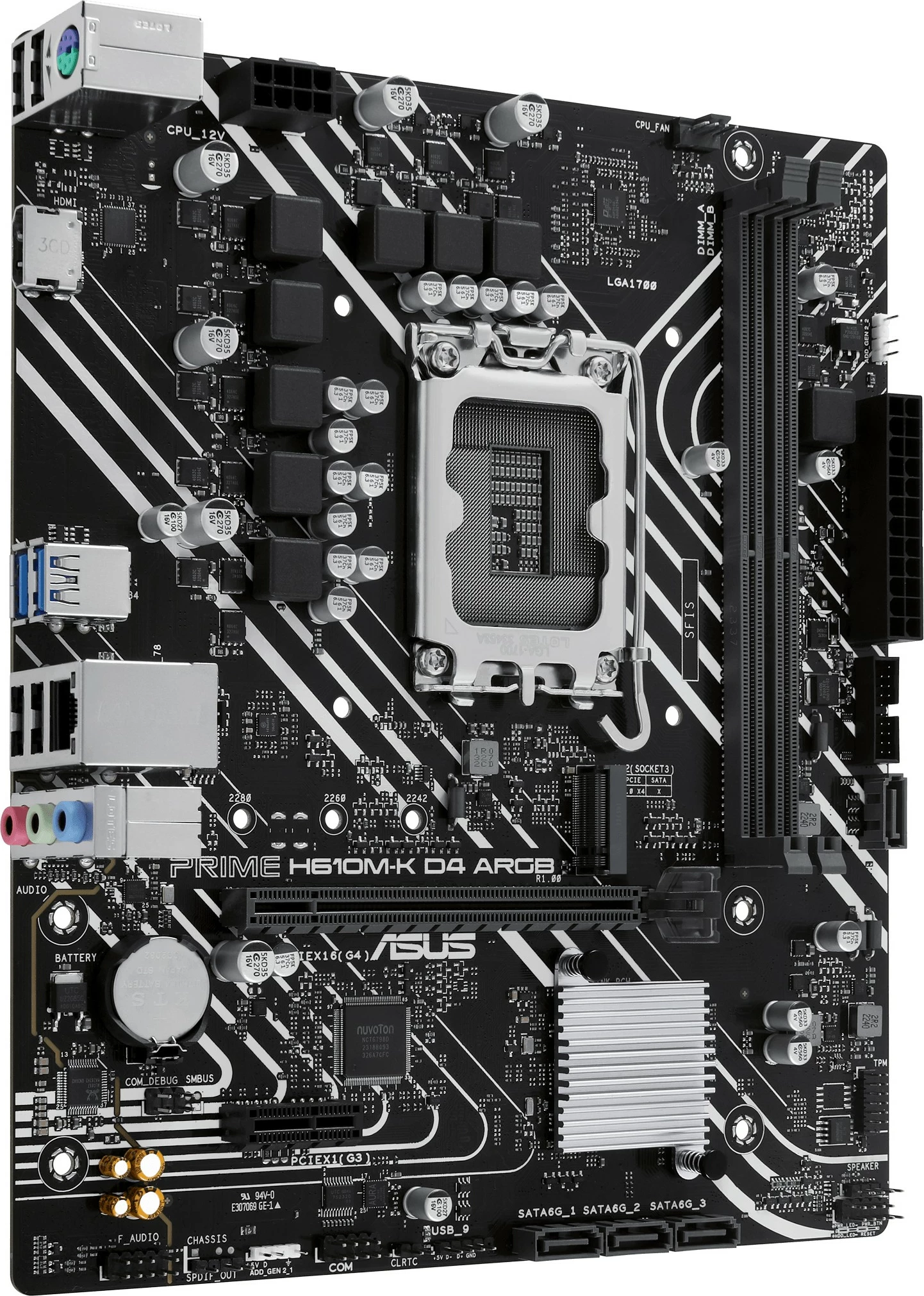 Plošča ASUS PRIME H610M-K D4 ARGB, Intel, LGA 1700, DDR4, 64 GB