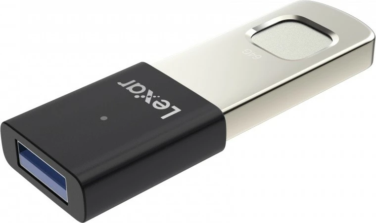 USB ključ z bralcem prstnih odtisov, 64 GB — Lexar F35pro, USB 3.2 Gen1, črn/kovinski